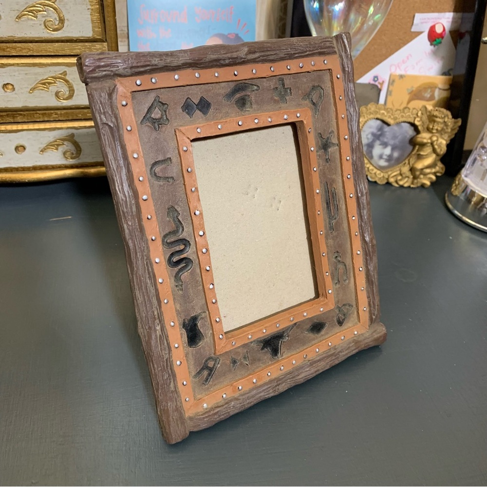 Rustic Western Theme Picture Frame with Cattle Brands Design - Picture 3 of 7
